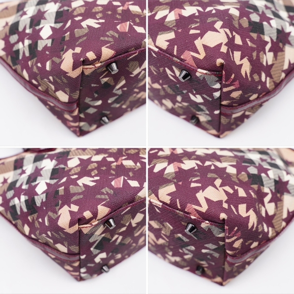 AI07❤️ BURBERRY Patent Supernova Check Stars Nickie Tote - Picture 9 of 14